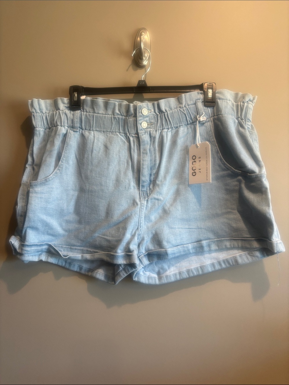 Light Blue Paperbag Waist Women’s Shorts